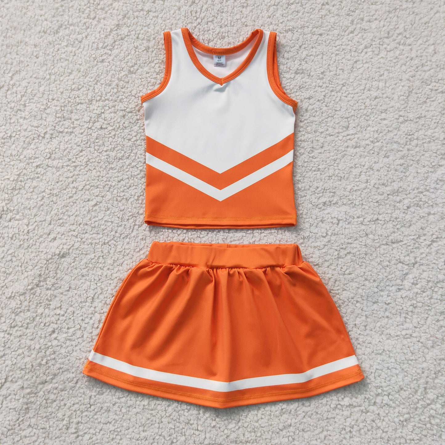 Baby Girls Orange White Stripe Vest Skirt Shorts Team Yoga Active Clothes Sets