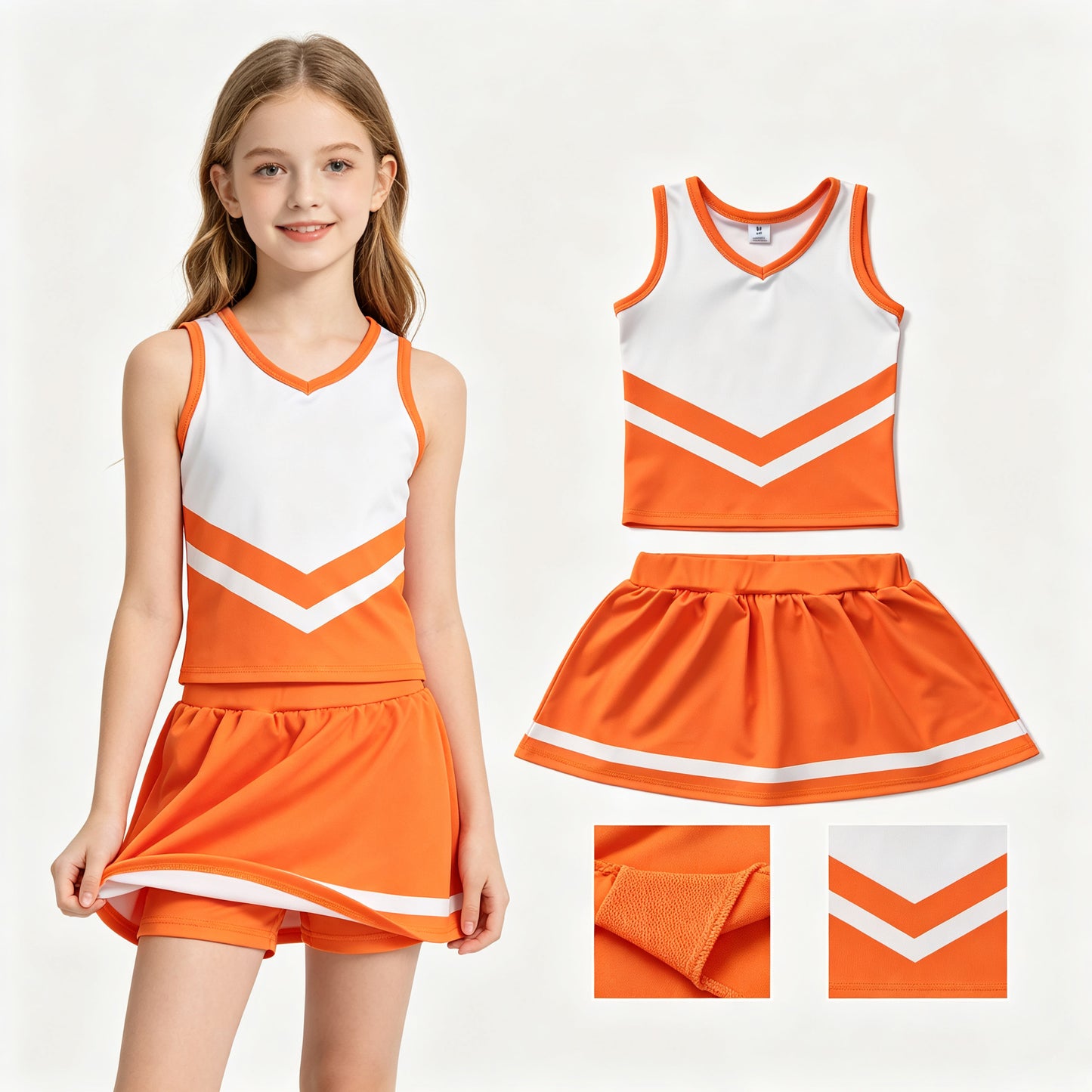Baby Girls Orange White Stripe Vest Skirt Shorts Team Yoga Active Clothes Sets