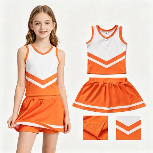 Baby Girls Orange White Stripe Vest Skirt Shorts Team Yoga Active Clothes Sets