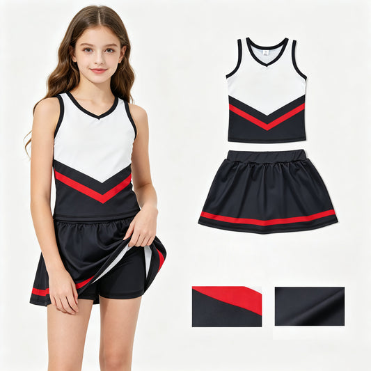 Baby Girls Black Red Stripe Vest Skirt Shorts Team Yoga Active Clothes Sets