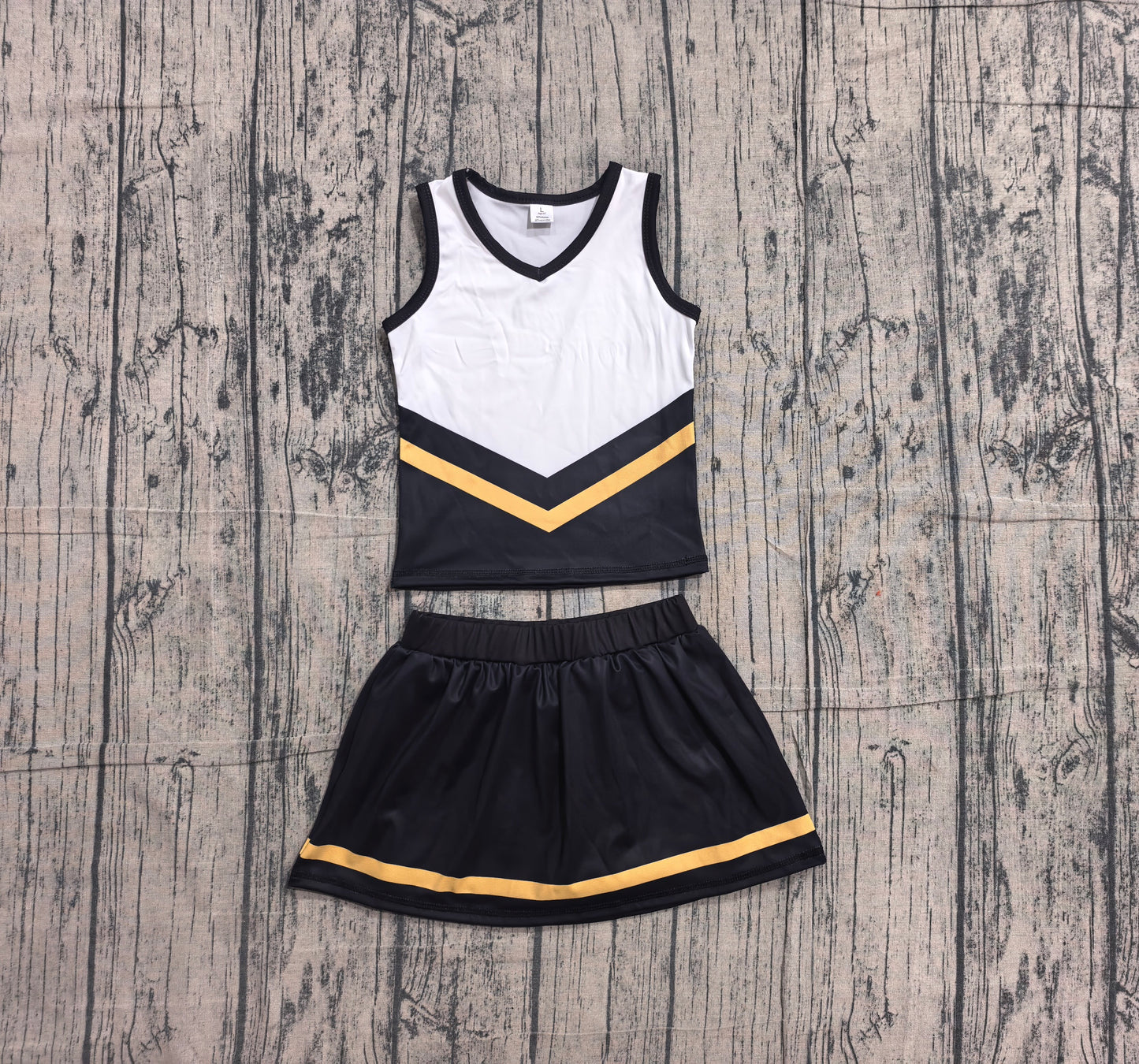 Baby Girls Black Gold Stripe Vest Top Skirt Shorts Team Yoga Active Clothes Sets Preorder