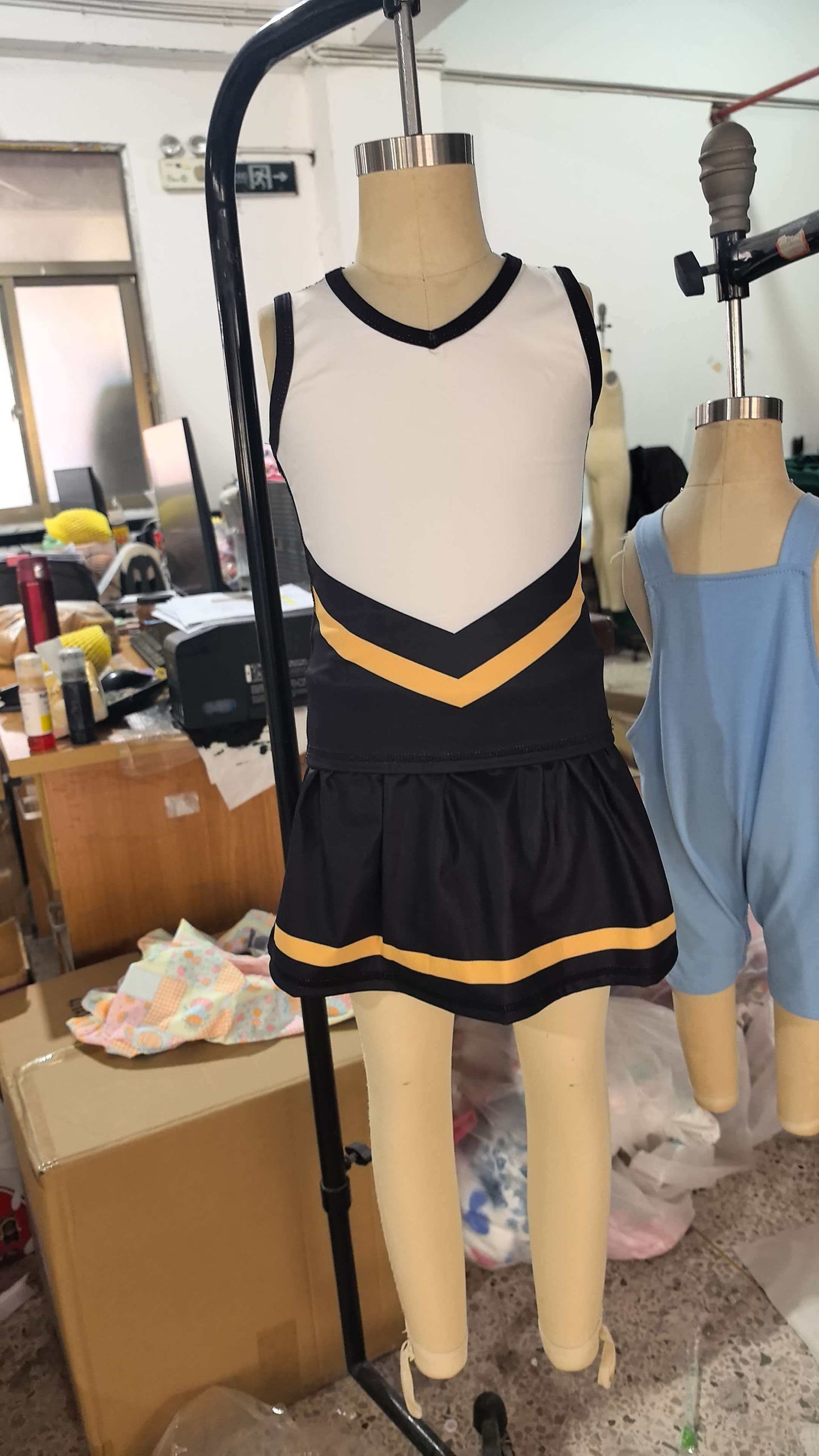 Baby Girls Black Gold Stripe Vest Top Skirt Shorts Team Yoga Active Clothes Sets Preorder