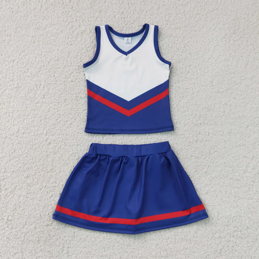 Baby Girls Navy Red Stripe Vest Skirt Shorts Team Yoga Active Clothes Sets