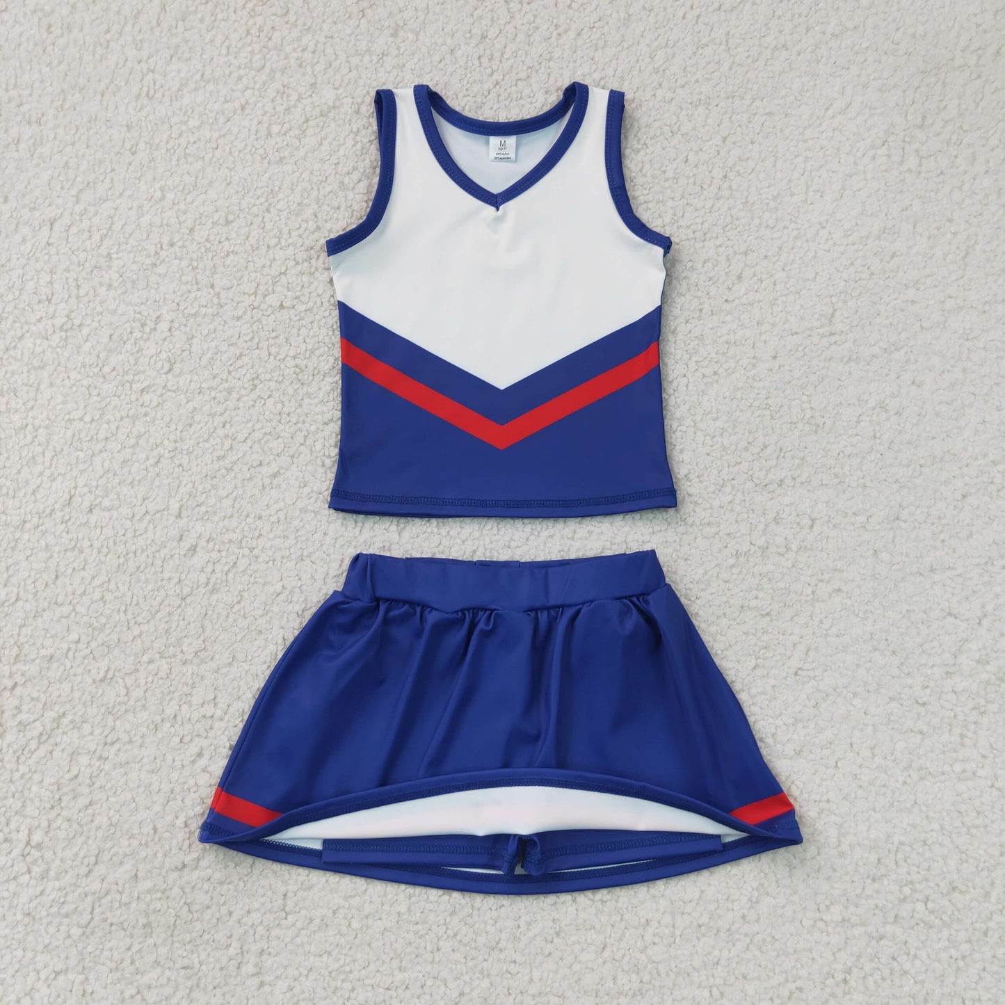 Baby Girls Navy Red Stripe Vest Skirt Shorts Team Yoga Active Clothes Sets