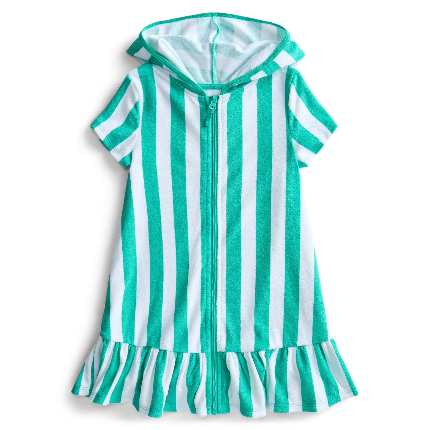 Baby Girls Green Stripe Zip Hoodie Yoga Active Knee Length Dress Jackets Preorder