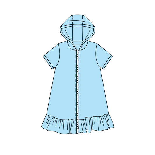 Baby Girls Blue Zip Hoodie Yoga Active Knee Length Dress Jackets Preorder