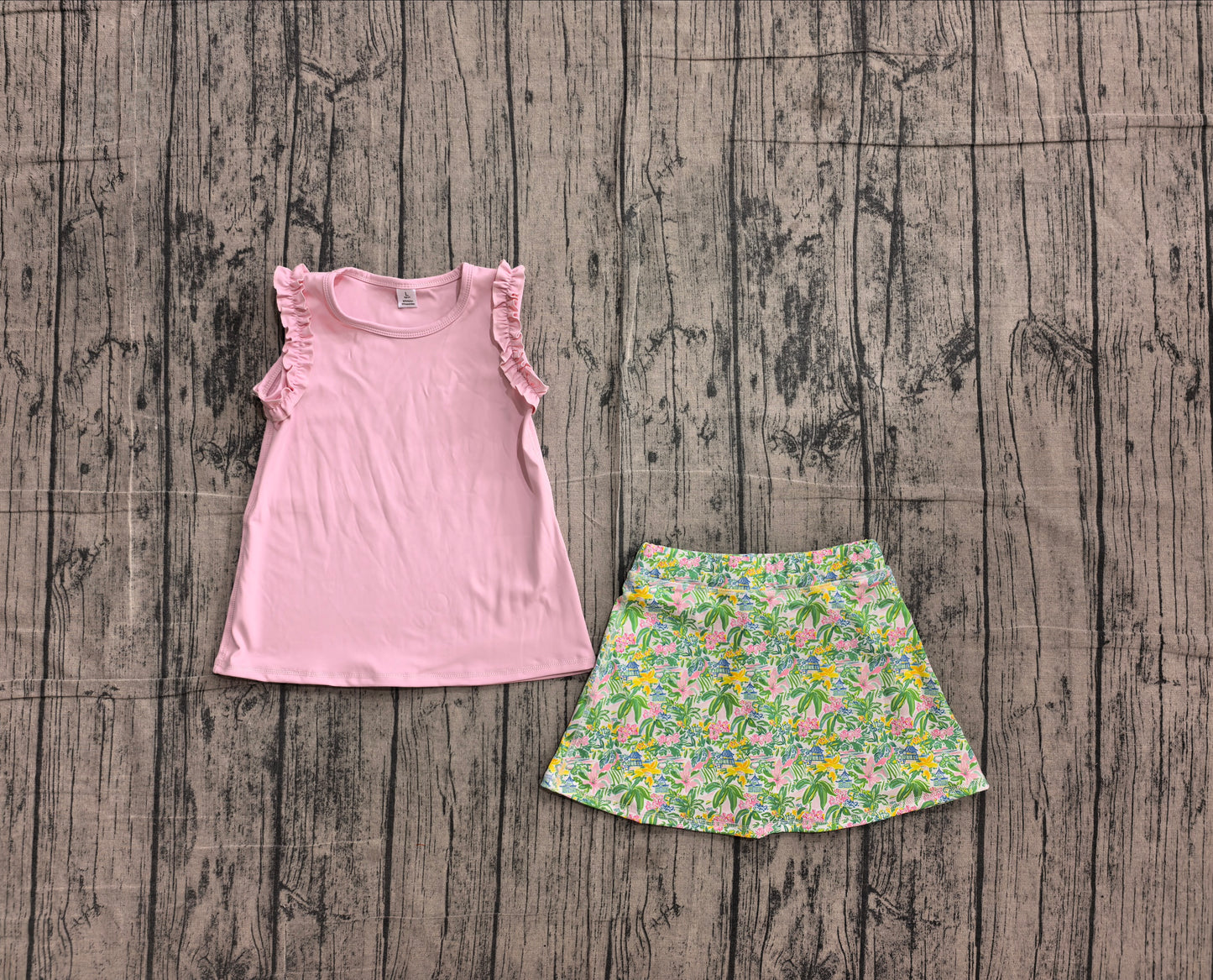 Baby Girls Light Pink Cotton Shirt Tunic Sea World Yoga Active Skirt Short Clothes Set Preorder