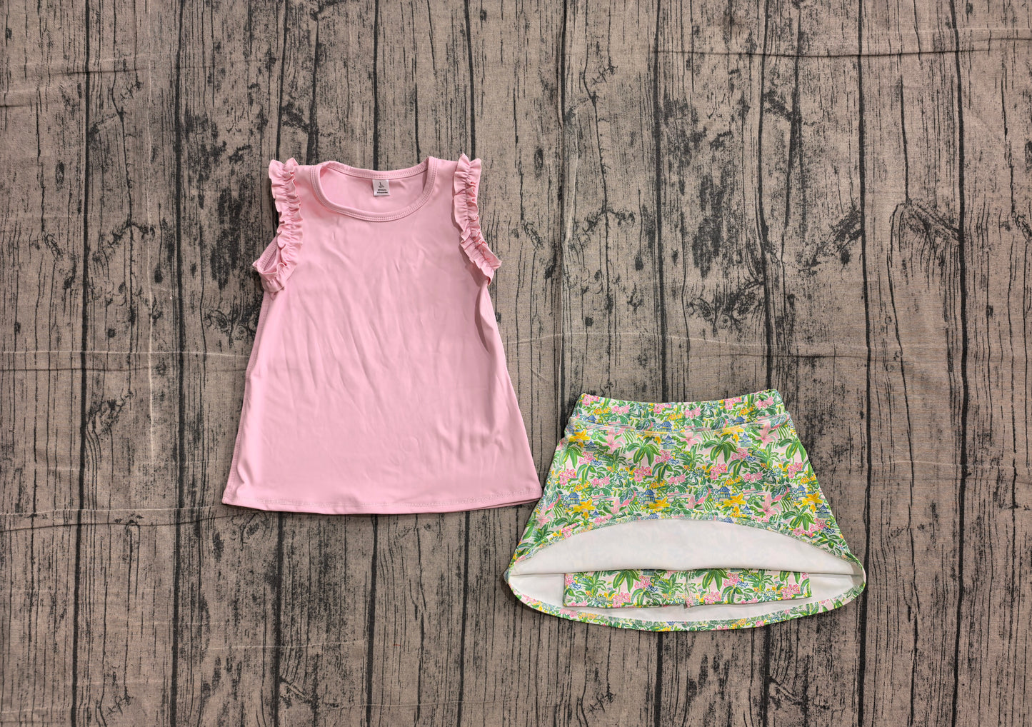 Baby Girls Light Pink Cotton Shirt Tunic Sea World Yoga Active Skirt Short Clothes Set Preorder