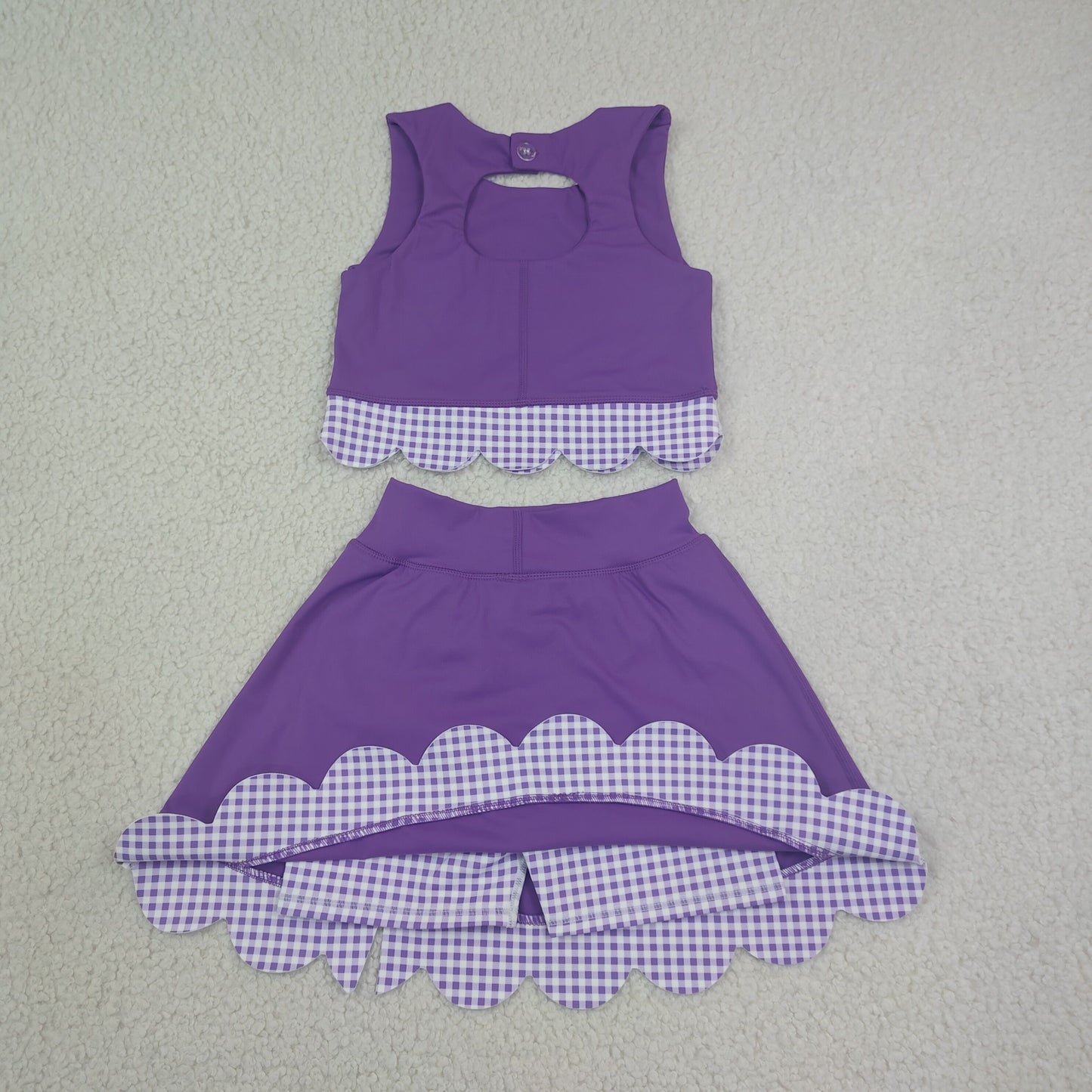 Sibling Baby Girls Sleeveless Vest Scallop Bows Skirt Shorts Yoga Active Clothes Sets