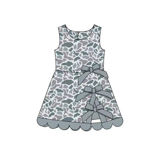 Baby Girls Southern Light Grey Camo Yoga Active Short Scallop Knee Length Dress Preorder