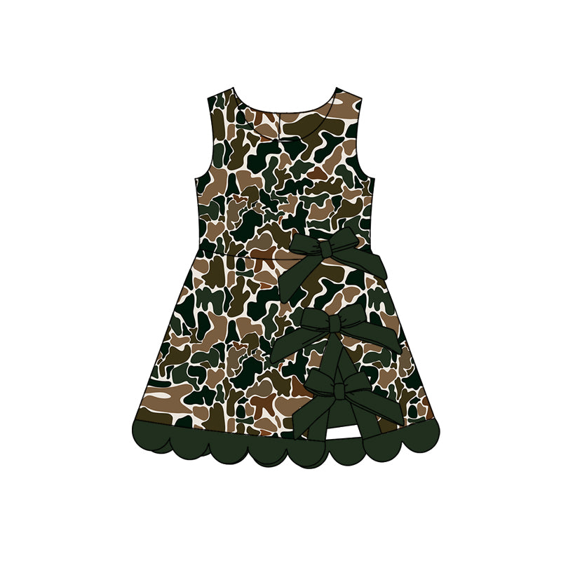 Baby Girls Southern Dark Brown Camo Yoga Active Short Scallop Knee Length Dress Preorder