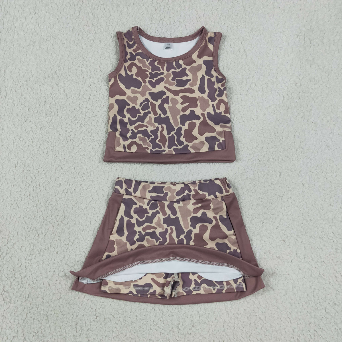 Baby Girls Southern Brown Camo Vest Skirt Short Yoga Active Clothes Set