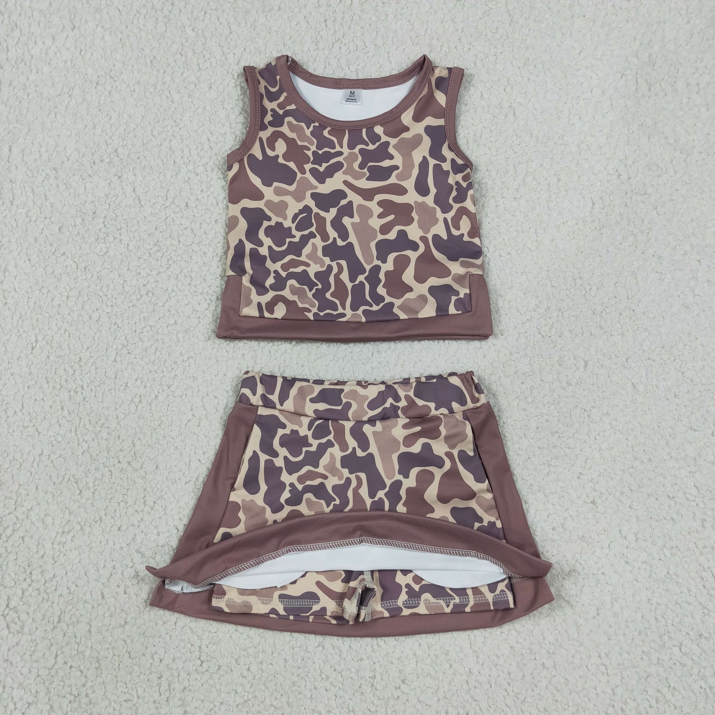 Sibling Baby Girls Southern Camo Sleeveless Vests Skirt Short Yoga Active Clothes Sets