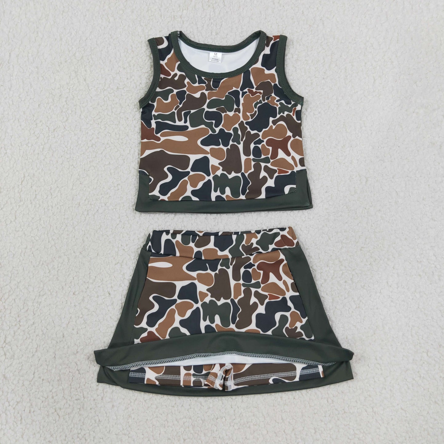 Sibling Baby Girls Southern Camo Sleeveless Vests Skirt Short Yoga Active Clothes Sets