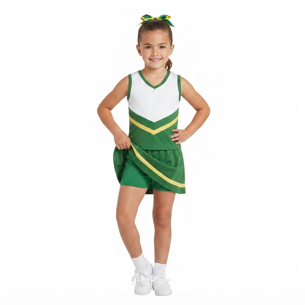 Baby Girls Green Yellow Stripe Vest Skirt Short Yoga Active Team Clothes Set