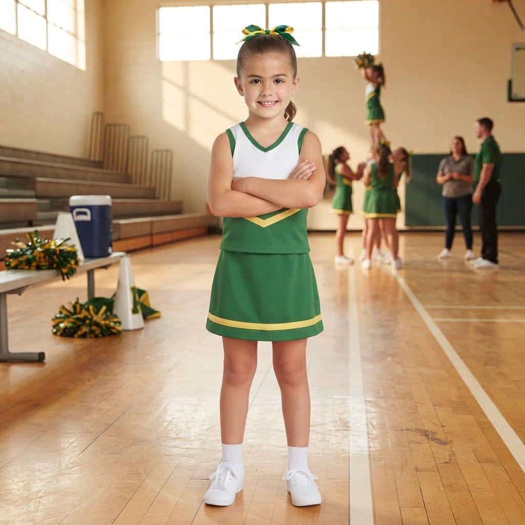 Baby Girls Green Yellow Stripe Vest Skirt Short Yoga Active Team Clothes Set