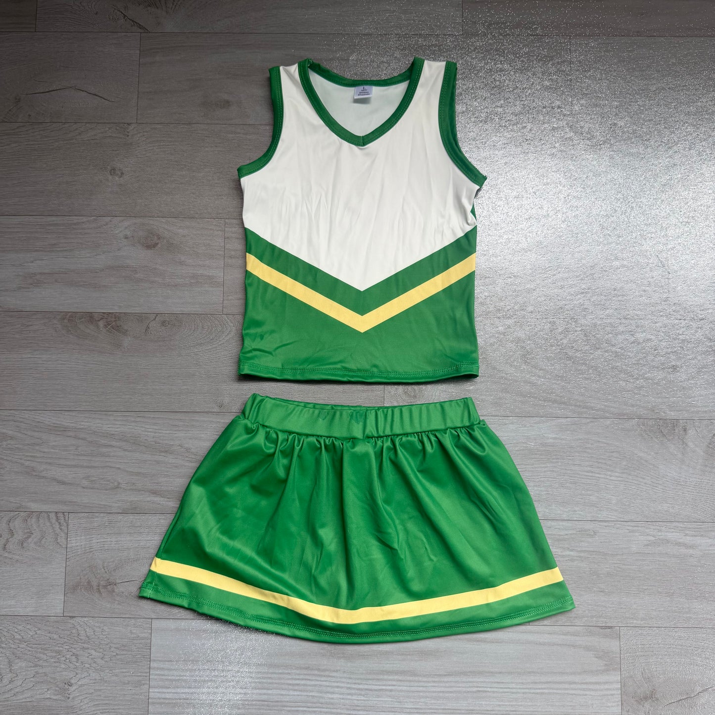 Baby Girls Green Yellow Stripe Vest Skirt Short Yoga Active Team Clothes Set Preorder