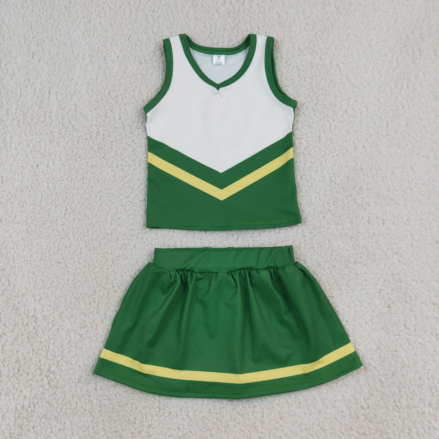Baby Girls Green Yellow Stripe Vest Skirt Short Yoga Active Team Clothes Set