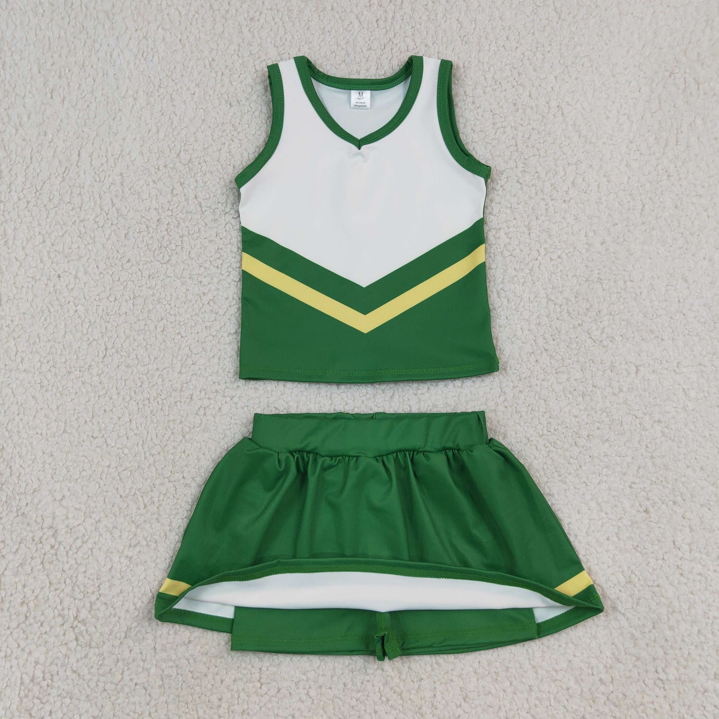 Baby Girls Green Yellow Stripe Vest Skirt Short Yoga Active Team Clothes Set