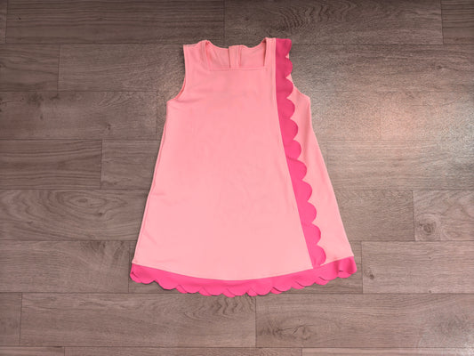 Baby Girls Pink Sleeveless Yoga Active Scallop Knee Length Dresses Preorder