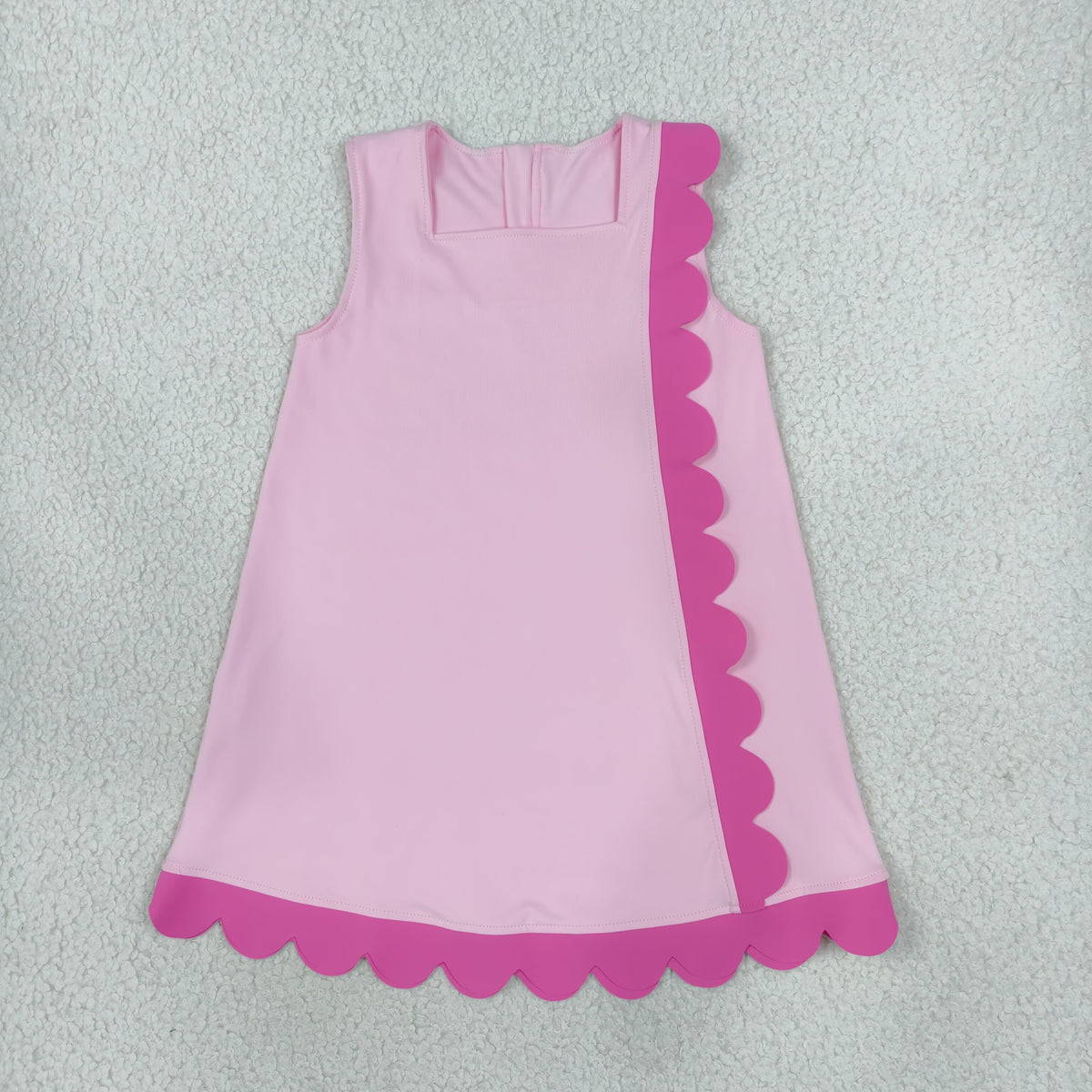 Baby Girls Pink Sleeveless Yoga Active Scallop Knee Length Dresses