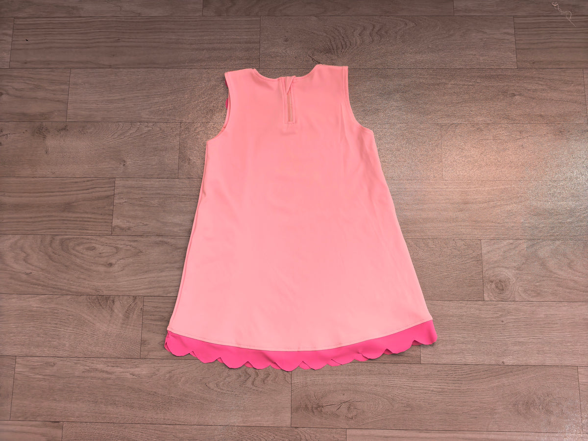 Baby Girls Pink Sleeveless Yoga Active Scallop Knee Length Dresses Preorder