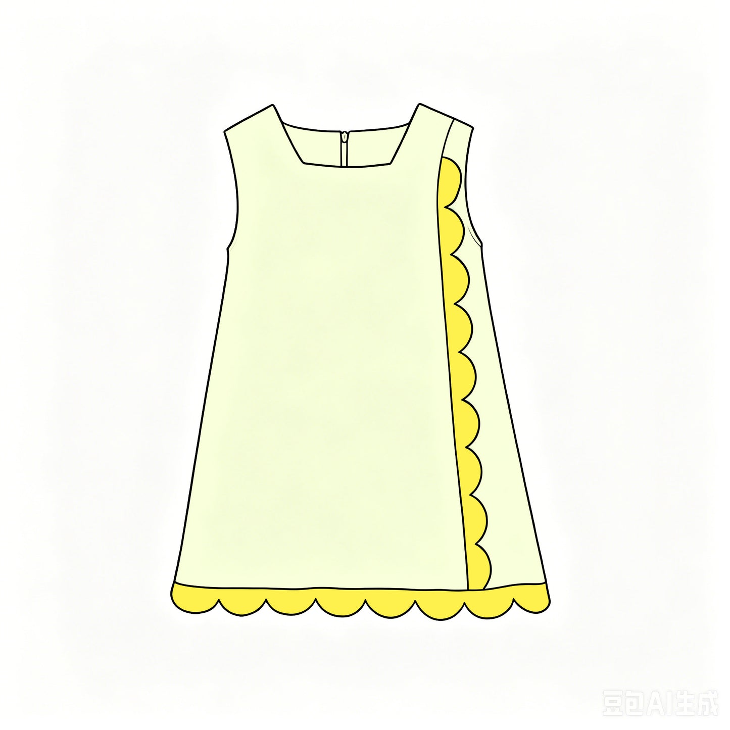 Preorder moq 5 Baby Girls Yellow Sleeveless Yoga Active Scallop Knee Length Dresses