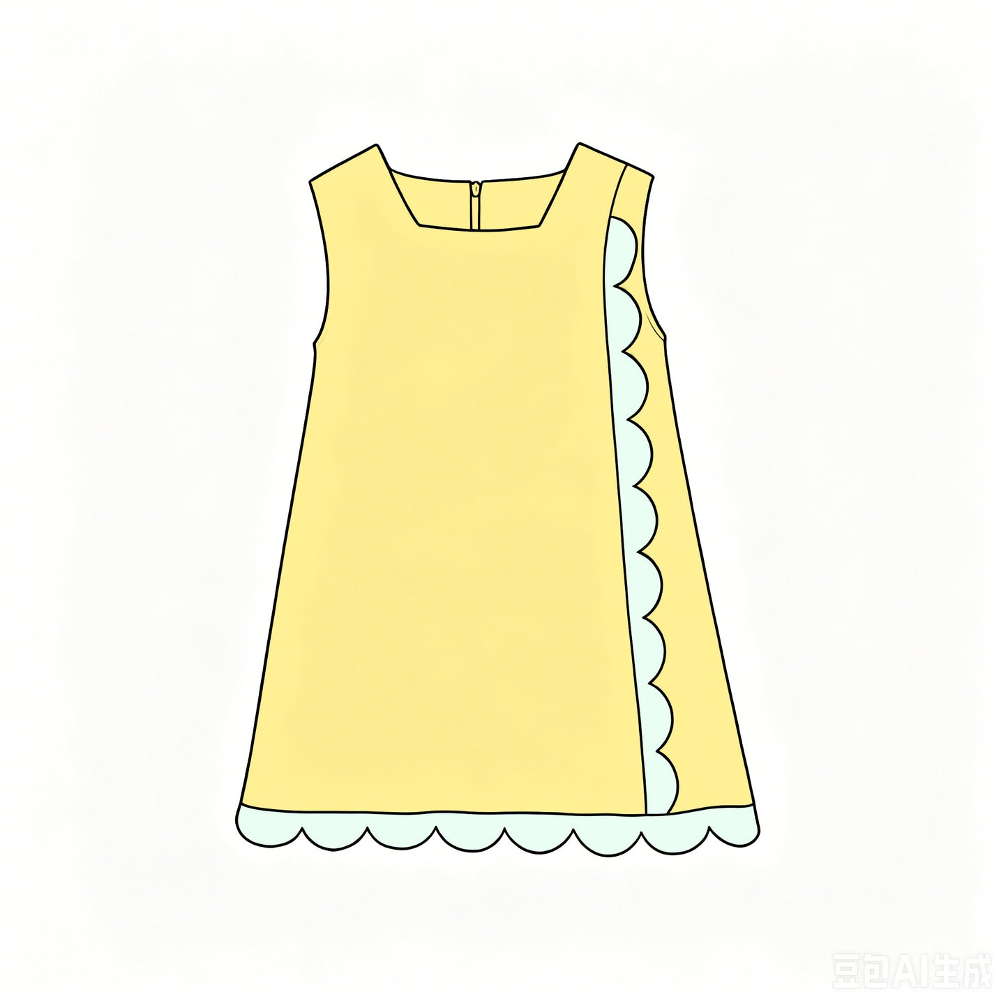 Preorder moq 5 Baby Girls Yellow Sleeveless Yoga Active Scallop Knee Length Dresses