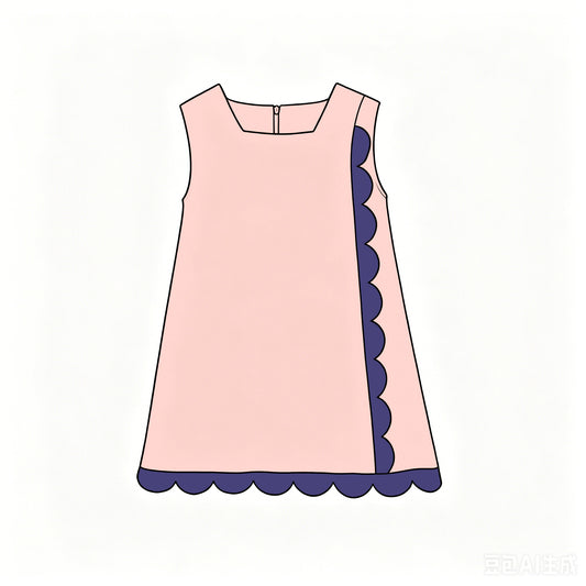 Preorder moq 5 Baby Girls Pink Purple Sleeveless Yoga Active Scallop Knee Length Dress