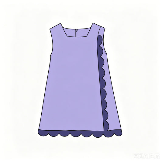 Preorder moq 5 Baby Girls Lavender Purple Sleeveless Yoga Active Scallop Knee Length Dress