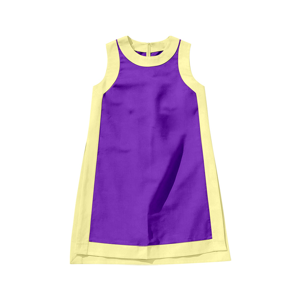 Preorder moq 5 Baby Girls Sleeveless Purple Yellow Yoga Active Knee Length Dresses