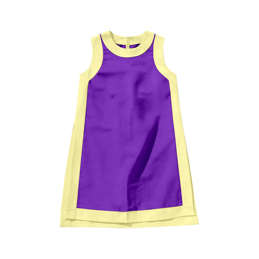 Preorder moq 5 Baby Girls Sleeveless Purple Yellow Yoga Active Knee Length Dresses