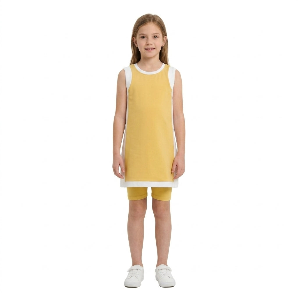 Baby Girls Sleeveless White Yellow Yoga Active Knee Length Dresses