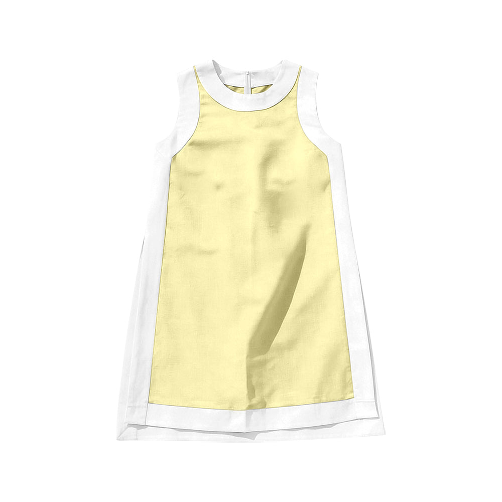 Preorder moq 5 Baby Girls Sleeveless White Yellow Yoga Active Knee Length Dresses