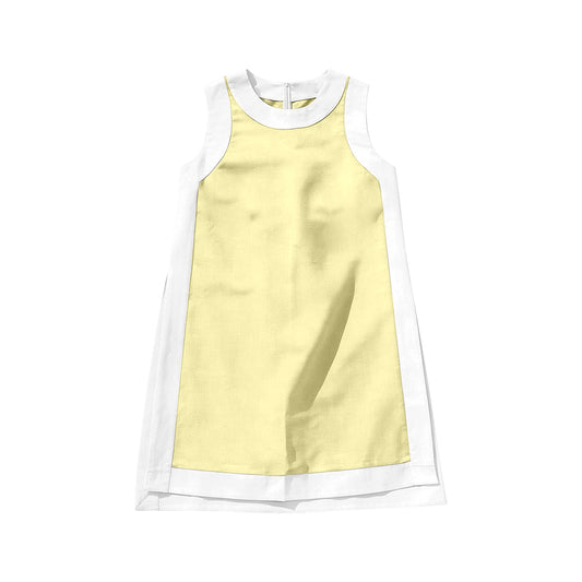 Preorder moq 5 Baby Girls Sleeveless White Yellow Yoga Active Knee Length Dresses