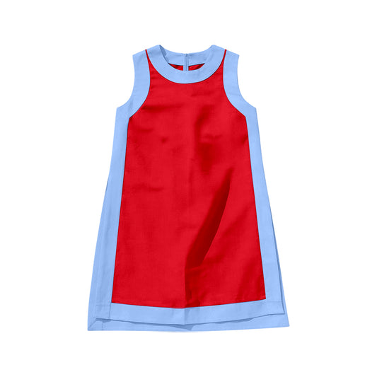 Preorder moq 5 Baby Girls Sleeveless Red Blue Yoga Active Knee Length Dresses