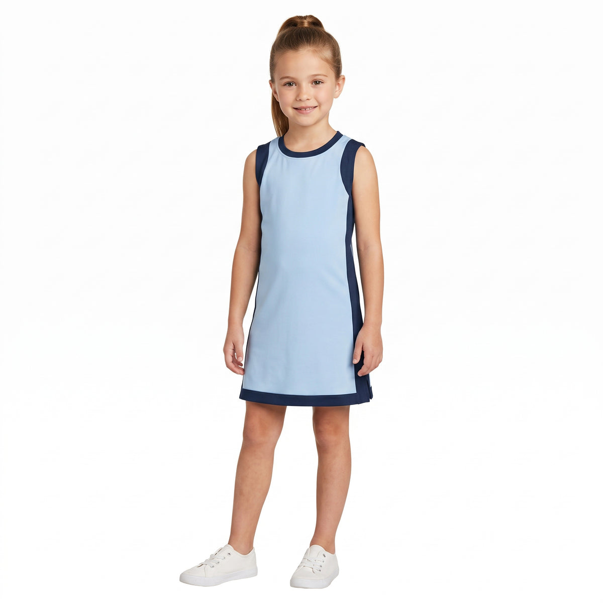 Baby Girls Sleeveless Navy Blue Yoga Active Knee Length Dresses