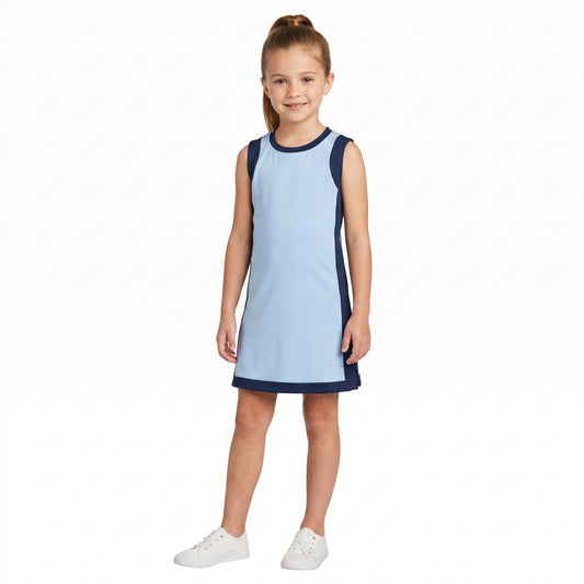 Baby Girls Sleeveless Navy Blue Yoga Active Knee Length Dresses