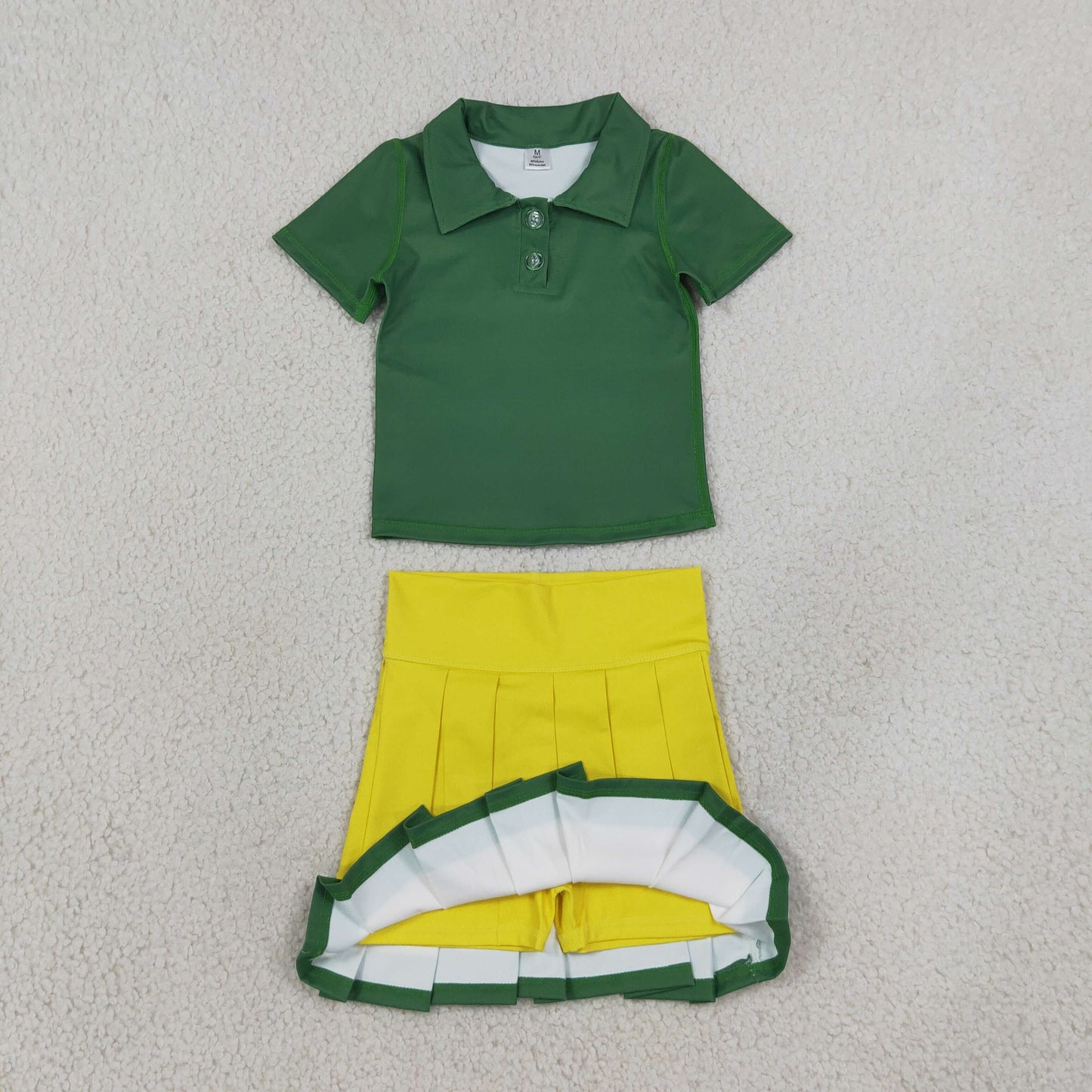 Baby Girls Green Polo Shirt Pleated Skirt Short Yoga Active Clothes Sets