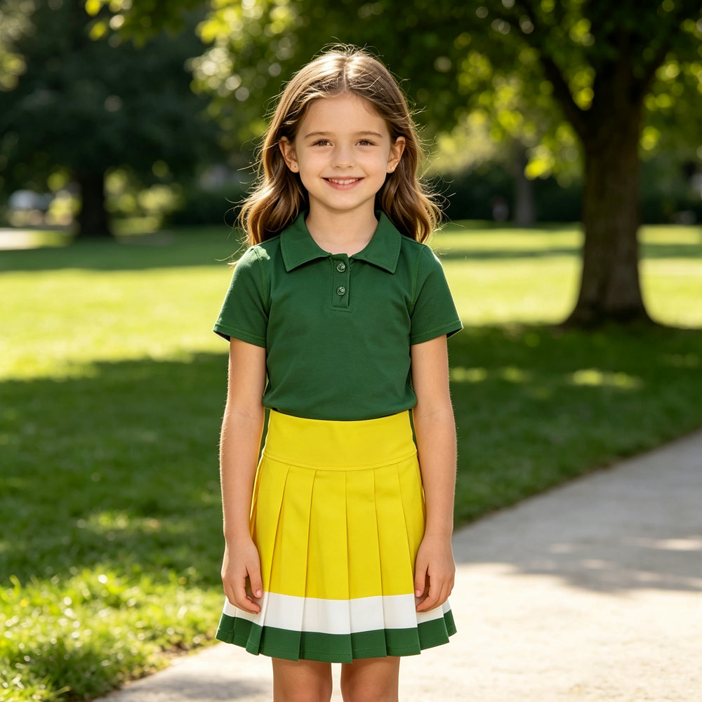 Baby Girls Green Polo Shirt Pleated Skirt Short Yoga Active Clothes Sets