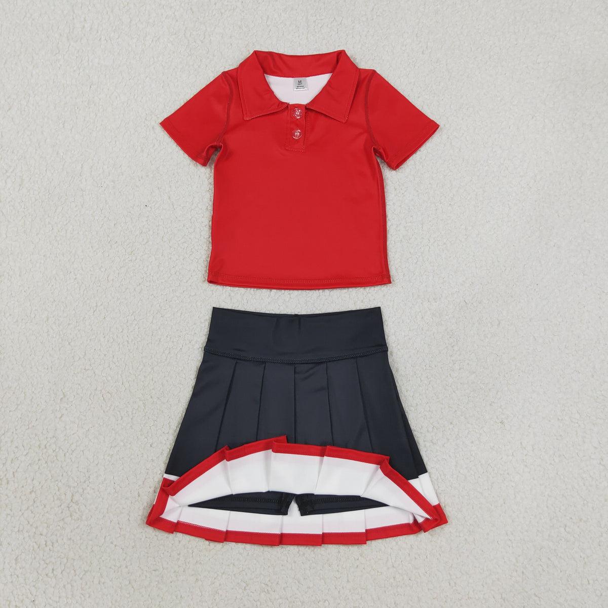 Sibling Baby Girls Short Sleeve Button Polo Shirts Pleated Skirt Short Yoga Active Clothes Sets