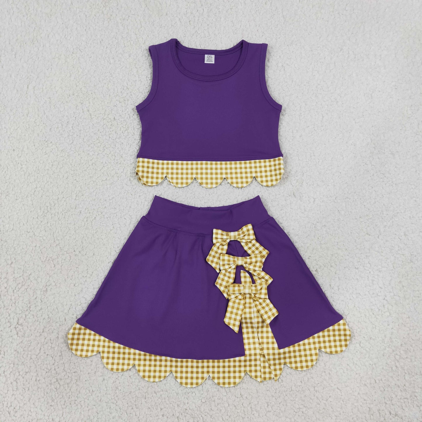 Sibling Baby Girls Sleeveless Vests Skirt Short Scallop Yoga Active Scallop Clothes Sets