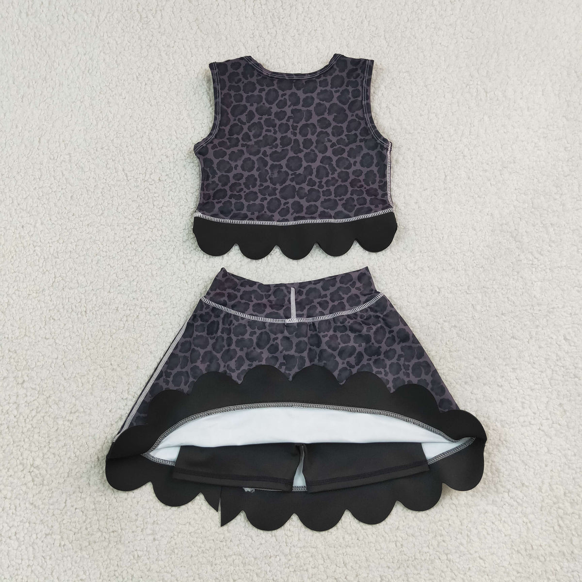 Sibling Baby Girls Sleeveless Vests Skirt Short Yoga Active Scallop Clothes Sets