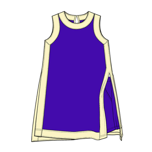 Preorder moq 5 Baby Girls Yellow Purple Sleeveless Yoga Active Split Knee Length Dress