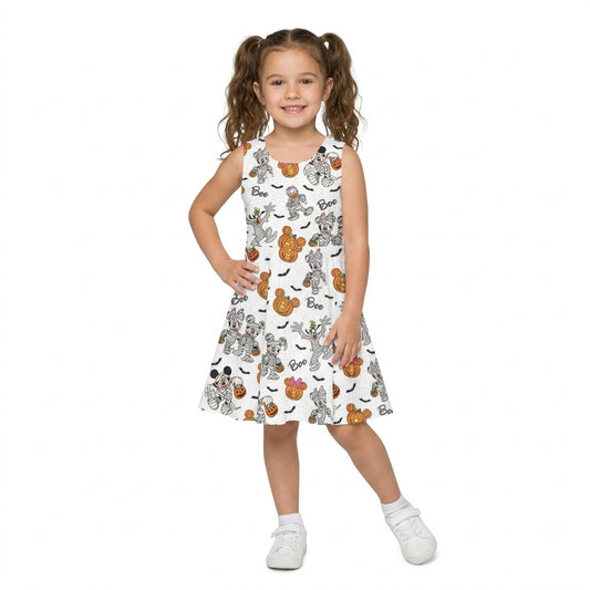 Baby Girls Cartoon Mouses Pumpkins Boo Halloweens Yoga Active Short Dress