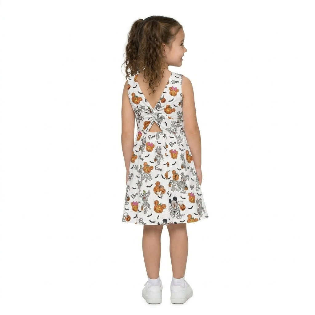 Baby Girls Cartoon Mouses Pumpkins Boo Halloweens Yoga Active Short Dress