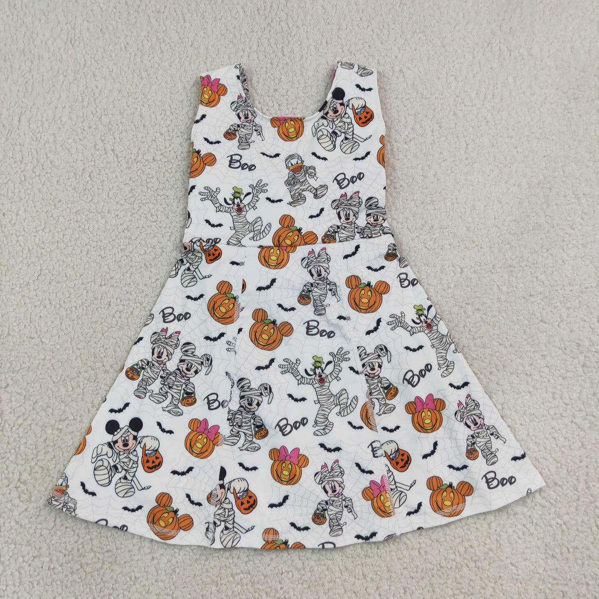 Baby Girls Cartoon Mouses Pumpkins Boo Halloweens Yoga Active Short Dress