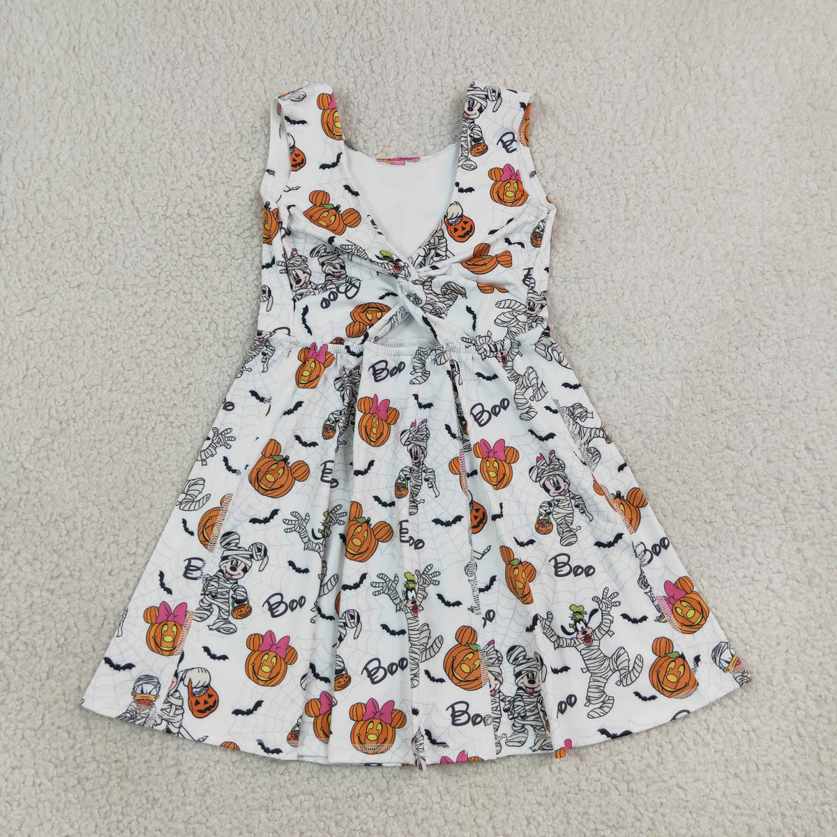 Baby Girls Cartoon Mouses Pumpkins Boo Halloweens Yoga Active Short Dress