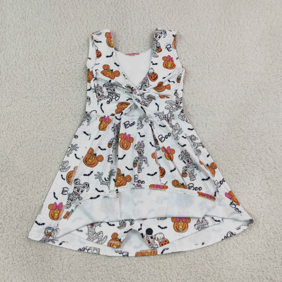 Baby Girls Cartoon Mouses Pumpkins Boo Halloweens Yoga Active Short Dress