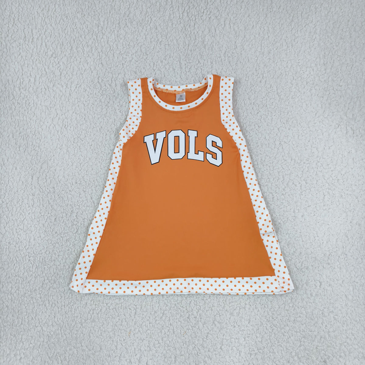 Baby Girls Orange Polka Dots Vinyl Vols Team Yoga Active Split Knee Length Dress